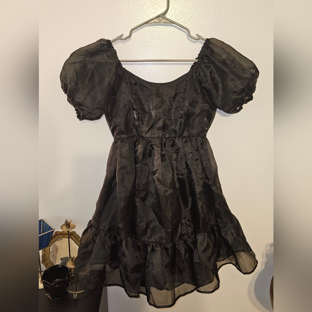 Size Small Thorn & Fable Black Organza Baby Doll Dress